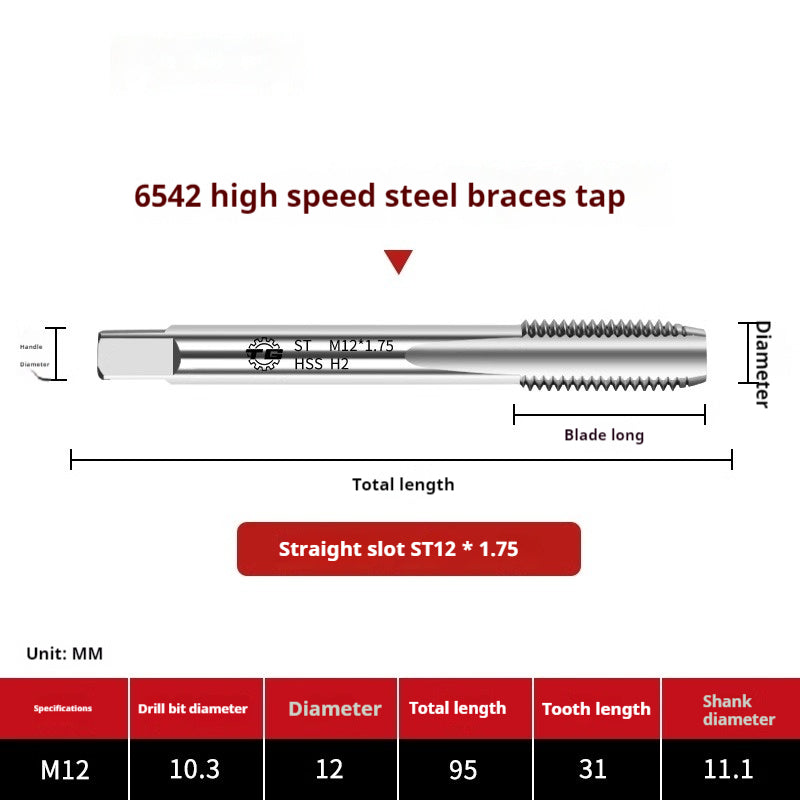 2114-6542 High Speed Steel Braces Taps ST Straight Groove Taps Thread Sheath Braces Tapping Screw Sleeve Installation Tool Shandong Denso Pricision Tools Co.,Ltd.